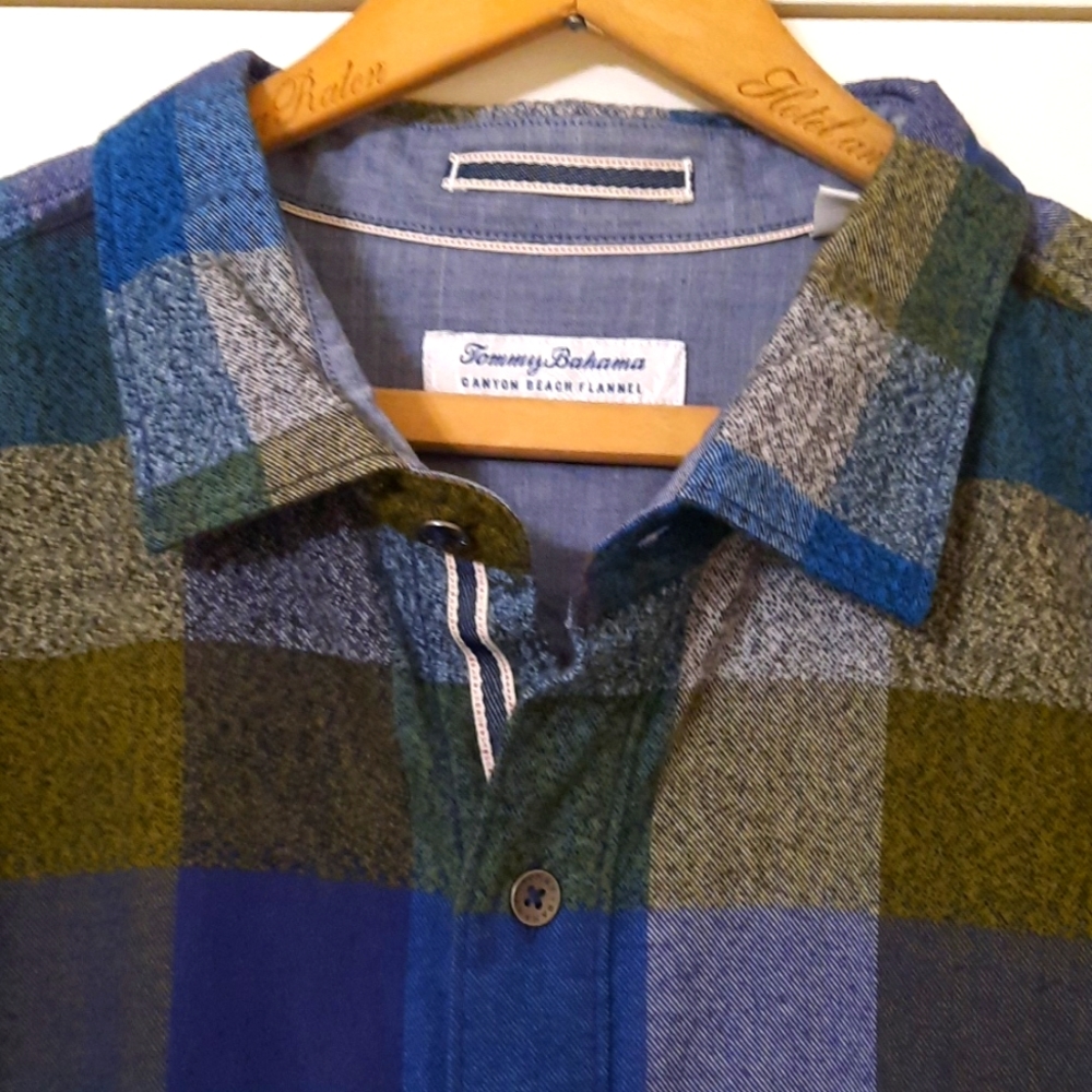 NWT TOMMY BAHAMA BURNT OLIVE CANYON BEACH FLANNEL SHIRT SZ 3LT. - Picture 2 of 16